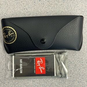 Ray Ban Black Leather Sunglass & Eyeglass Case & Cleaning Cloth